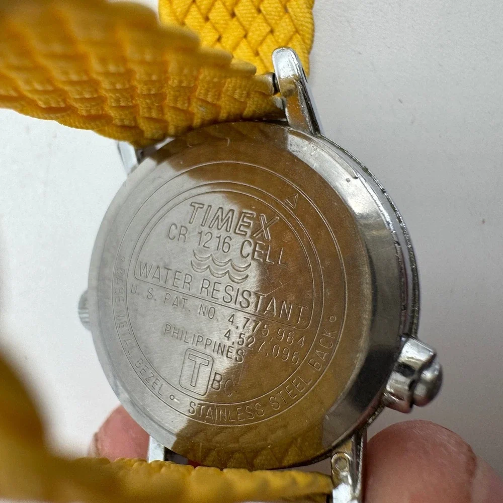 Timex Indiglo Womens Quartz Watch‎ Yellow Braided Band Silver Tone Untested
